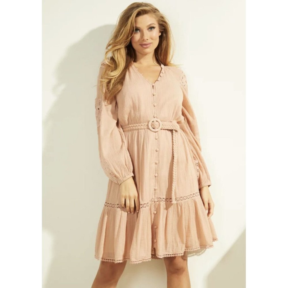 Guess Women’s Arita Belted Gauze Dress Size M